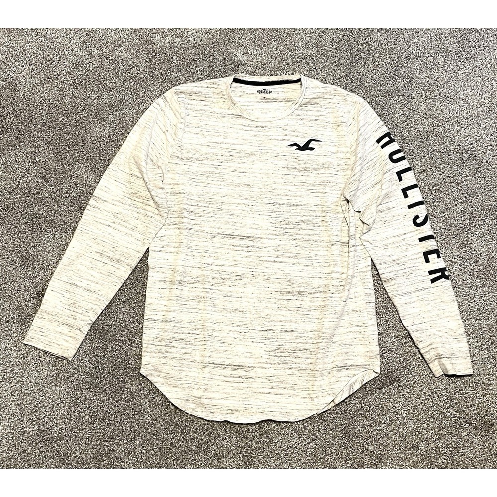 Hollister Shirt Mens‎ Medium Gray Long Sleeves Logo California Graphic